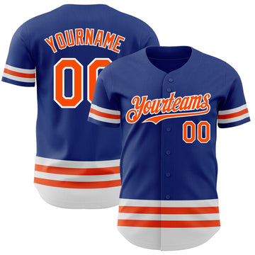 Royal Orange White Line Custom Name Baseball Jerseys For Men & Women