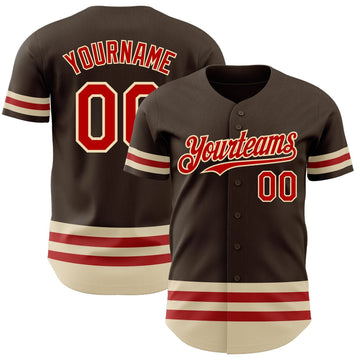 Brown Red Cream Line Custom Name Baseball Jerseys For Men & Women
