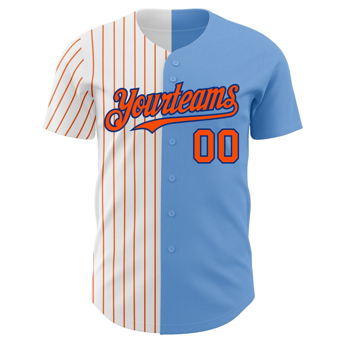 Light Blue Royal Orange Pinstripe Split Custom Name Baseball Jerseys For Men & Women