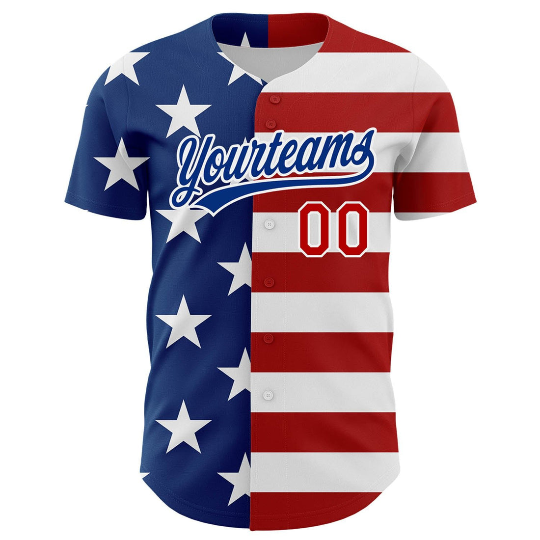 White Red Royal American Flag Patriotic Custom Name Baseball Jerseys For Men & Women