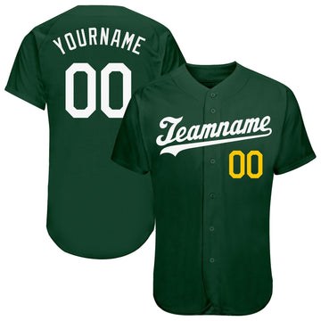 Green White Gold Custom Name Baseball Jerseys For Men & Women