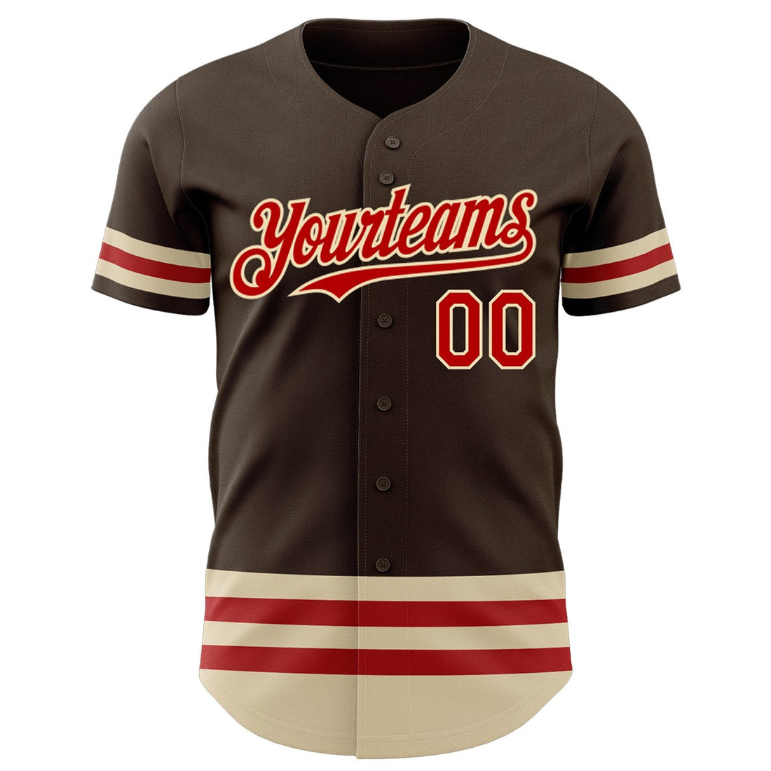 Brown Red Cream Line Custom Name Baseball Jerseys For Men & Women