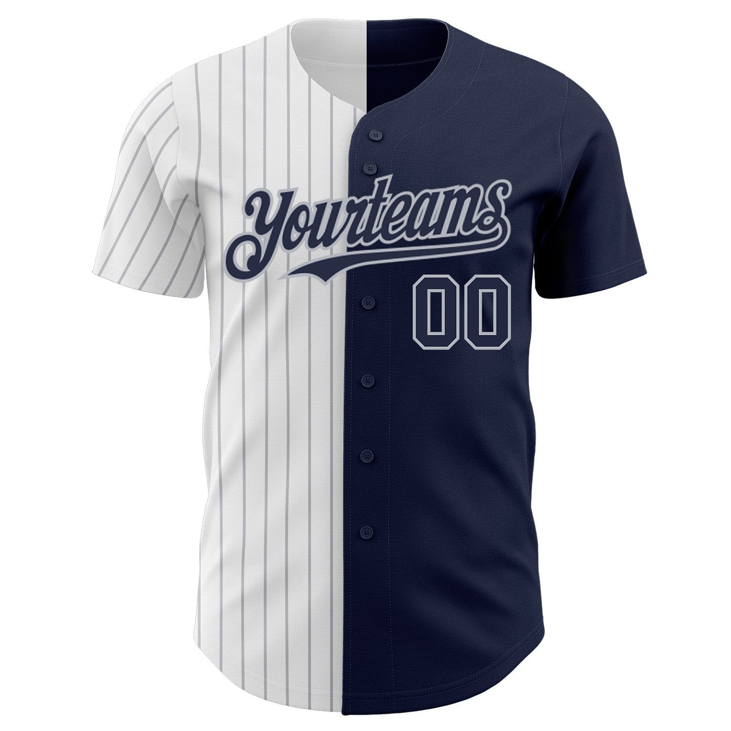 Navy White Gray Pinstripe Split Custom Name Baseball Jerseys For Men & Women