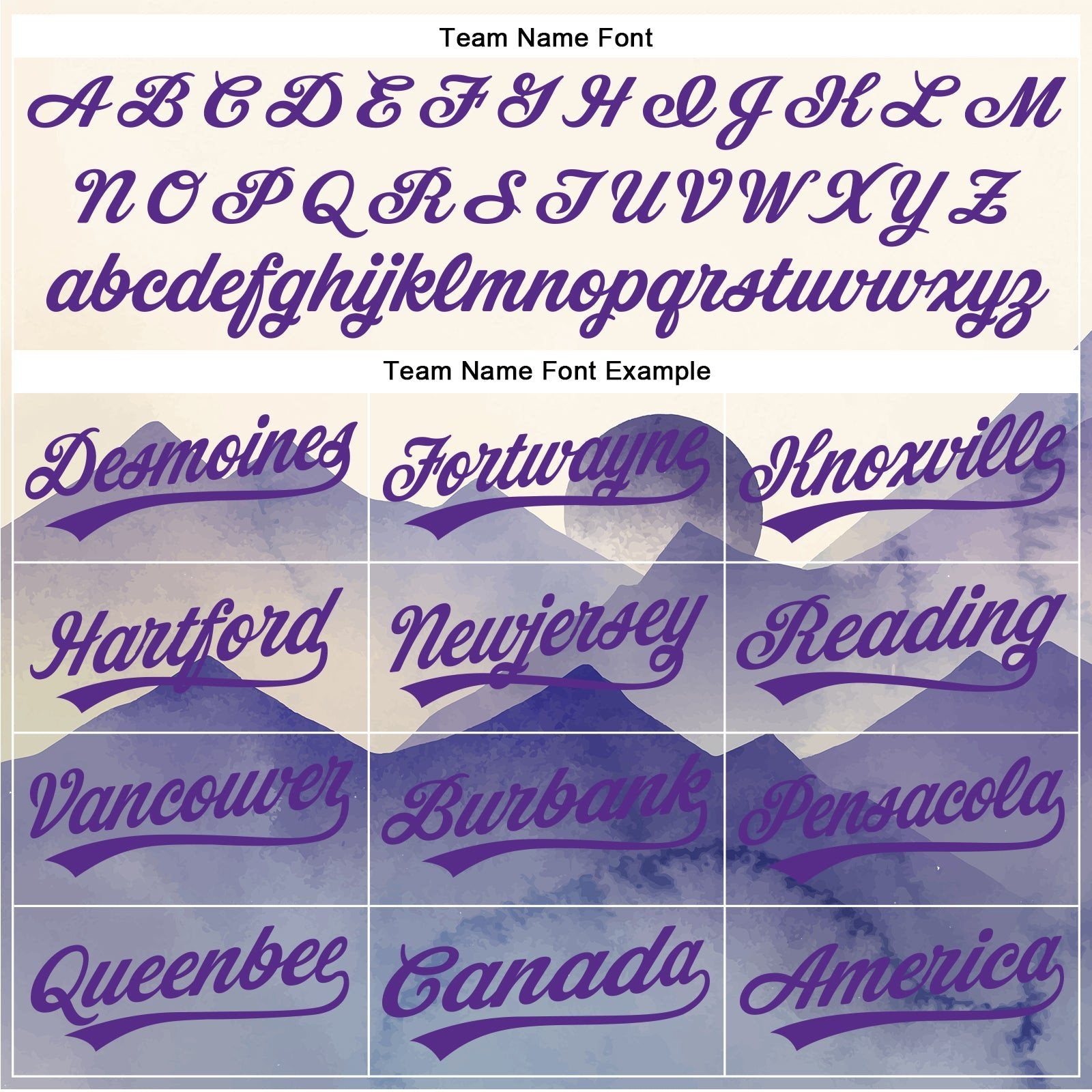 Cream Yellow Purple Watercolor Mountains Custom Name Baseball Jerseys For Men & Women