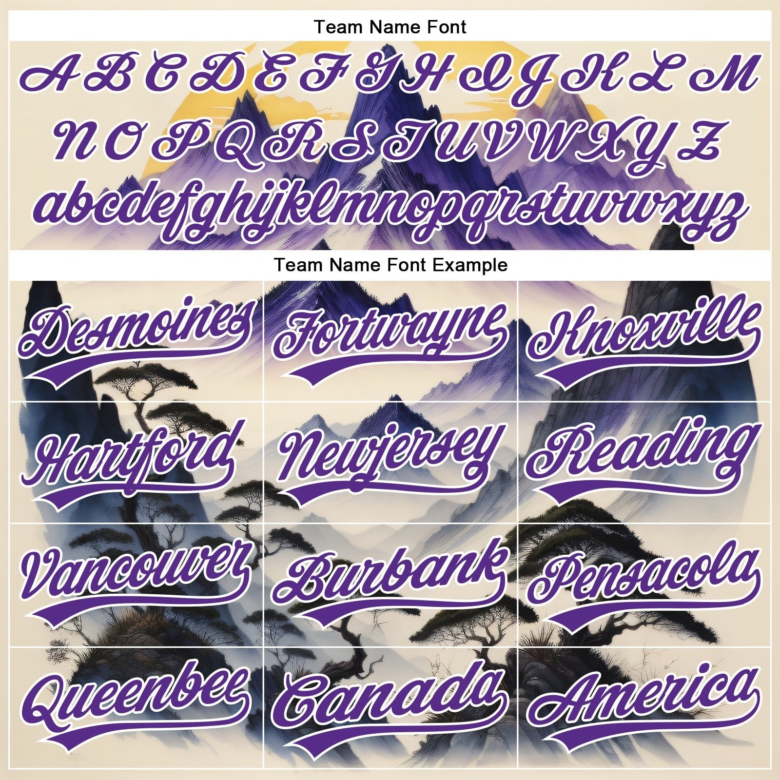 White Purple Mountains Landscape Custom Name Baseball Jerseys For Men & Women