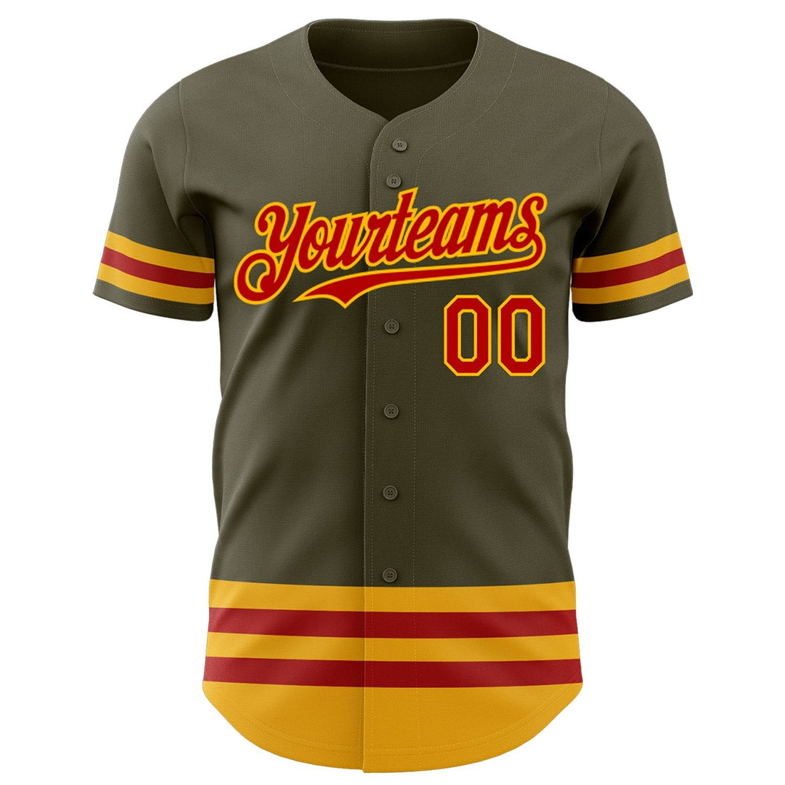 Olive Red Gold Line Salute To Service Custom Name Baseball Jerseys For Men & Women