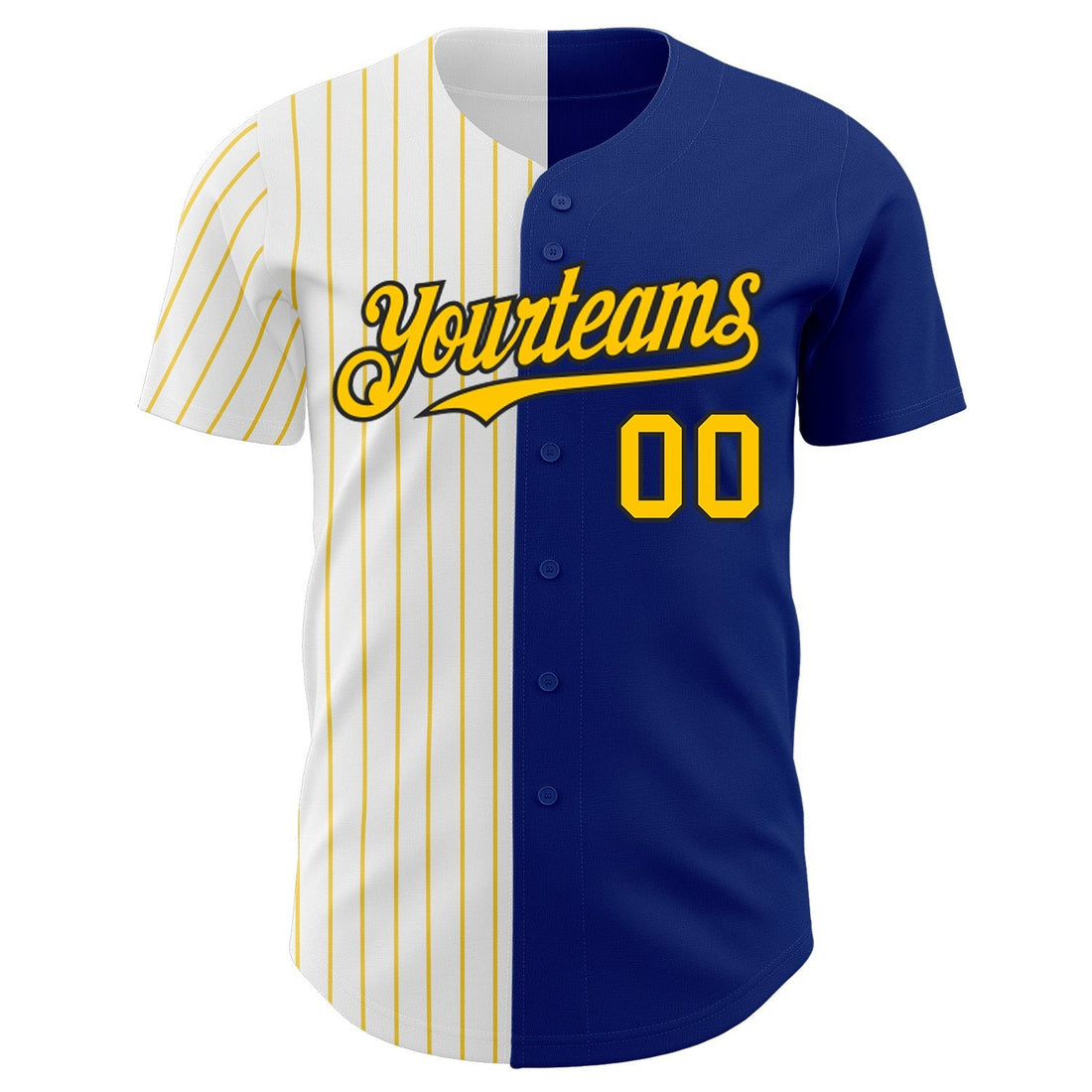 Royal Black Yellow Pinstripe Split Custom Name Baseball Jerseys For Men & Women