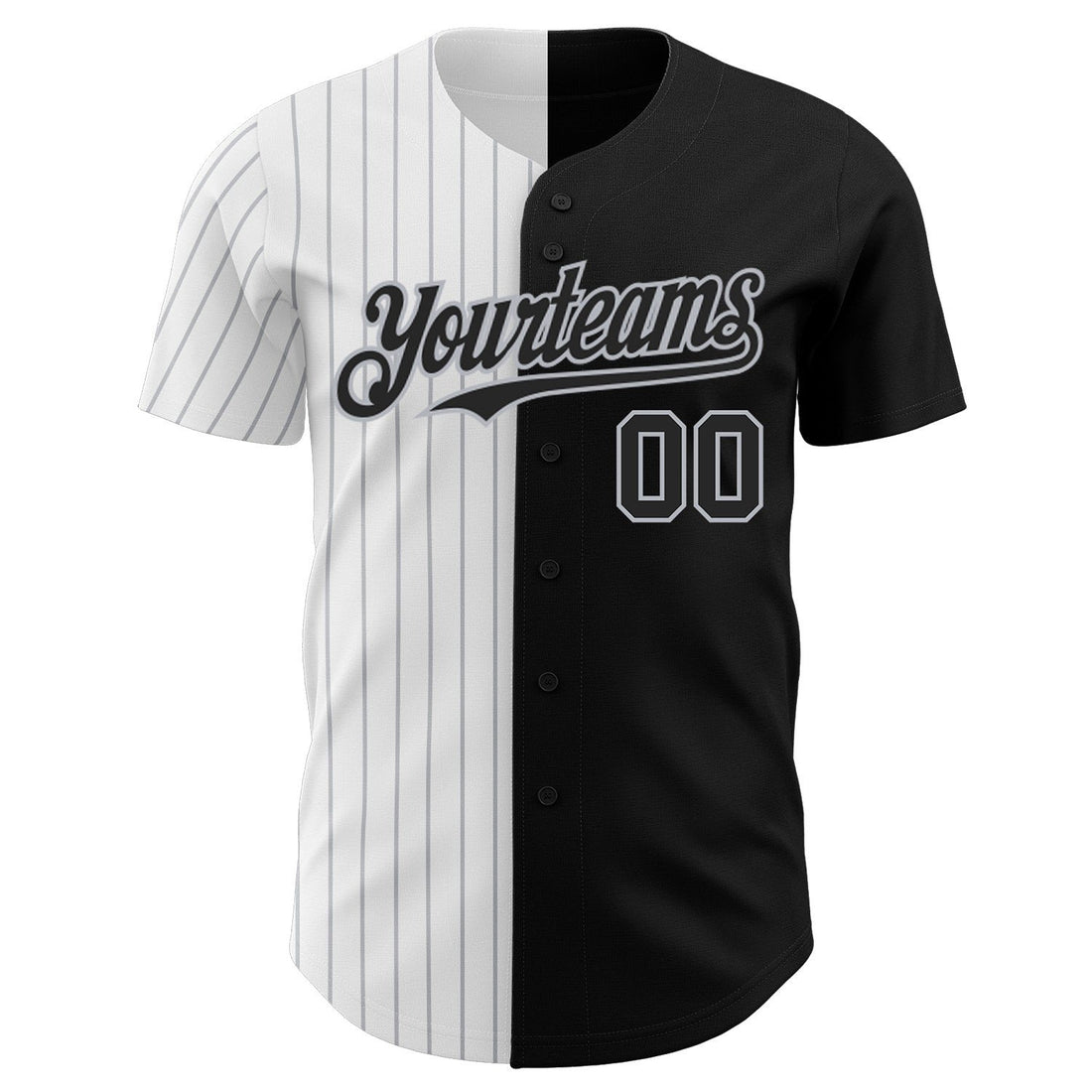 Black White Gray Pinstripe Split Custom Name Baseball Jerseys For Men & Women