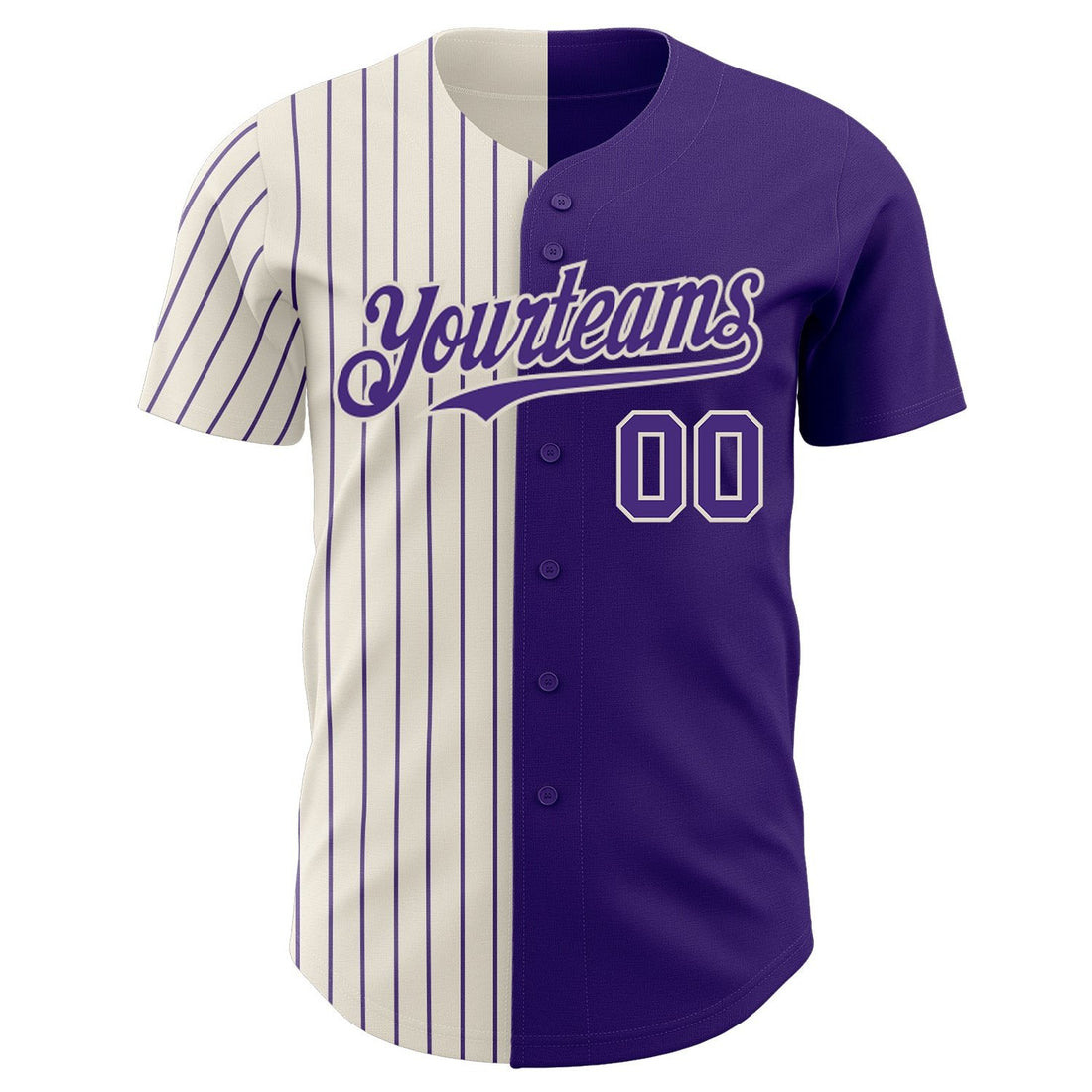 Purple Cream Purple Pinstripe Split Custom Name Baseball Jerseys For Men & Women