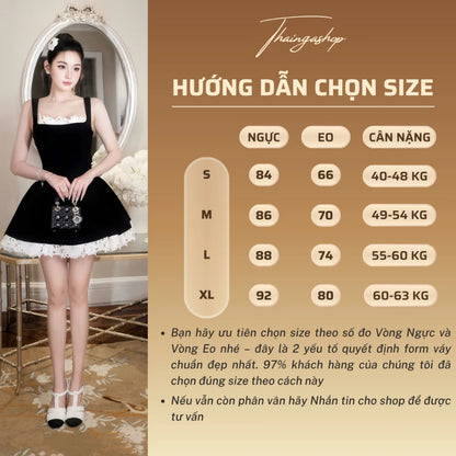 [Tặng Quần Bảo Hộ] Đầm dự tiệc xoè hai dây bảng cổ U viền ren tùng xoè nơ eo sang trọng size SML XL D1171