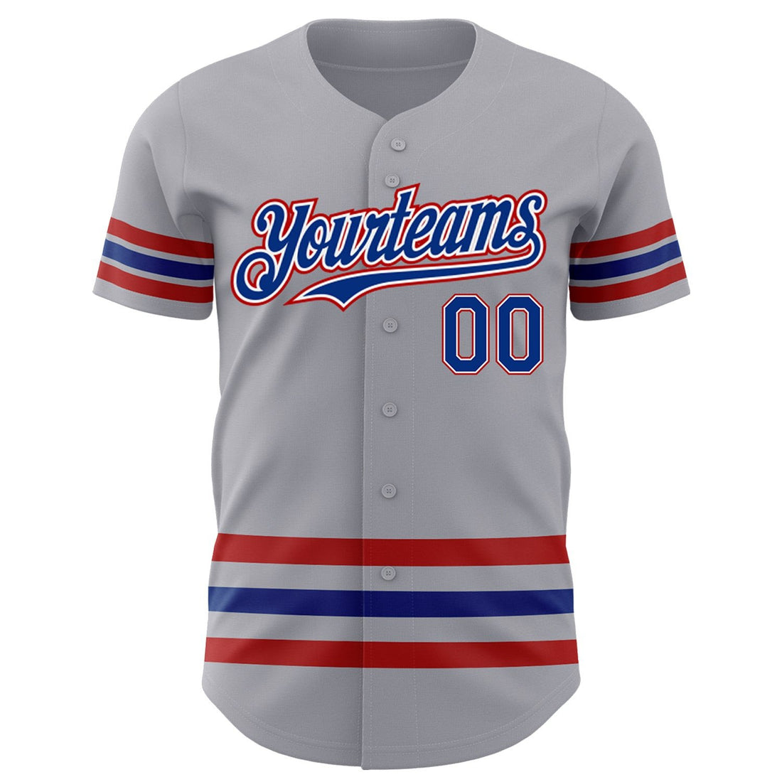 Gray Royal Red Line Custom Name Baseball Jerseys For Men & Women