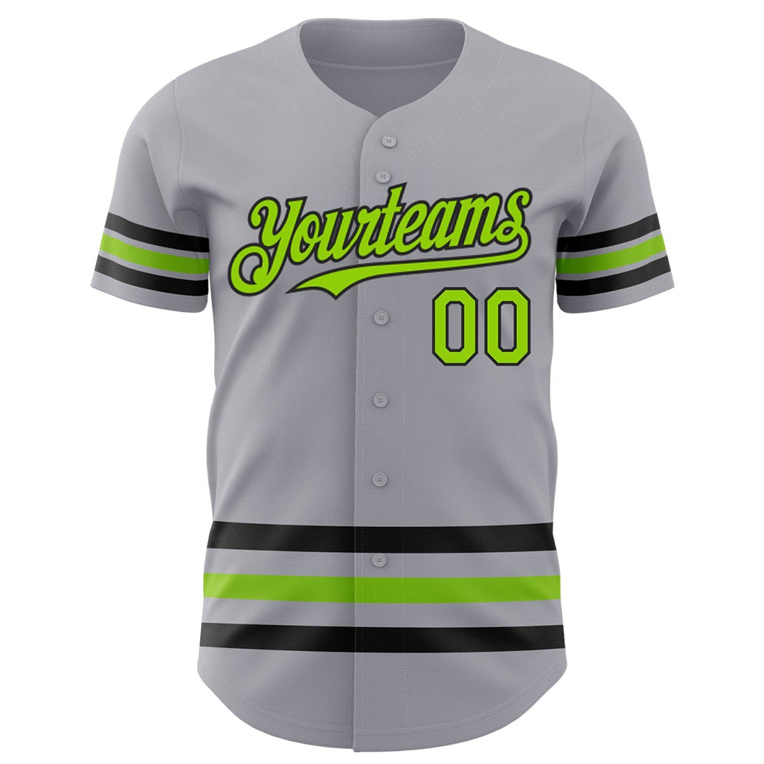 Gray Neon Green Black Line Custom Name Baseball Jerseys For Men & Women