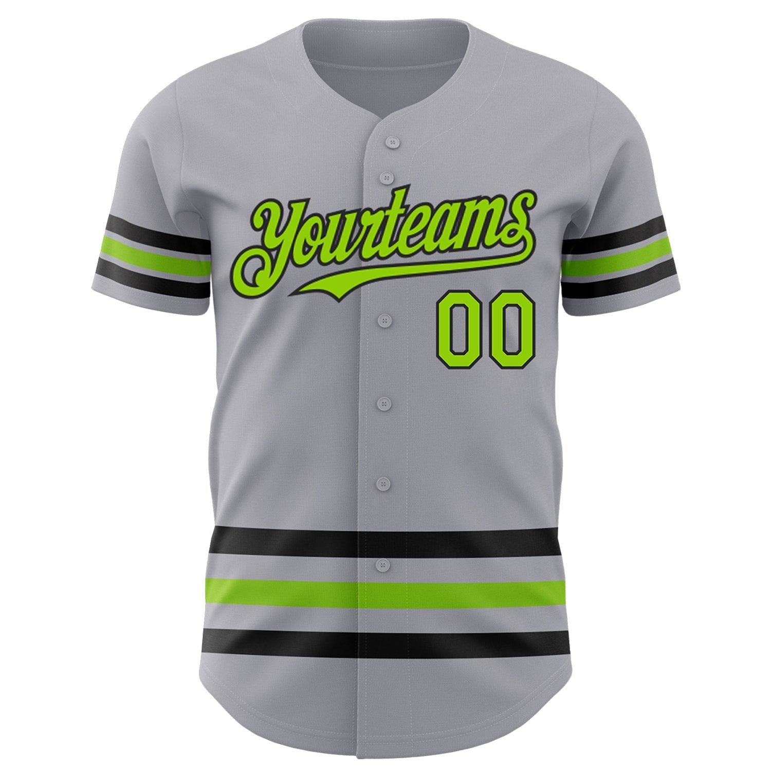 Gray Neon Green Black Line Custom Name Baseball Jerseys For Men & Women