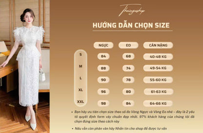 Đầm dự tiệc ren kiểu dáng dài đính lông vũ màu trắng, màu đen sang trọng đính kèm hoa size SML XL XXL D0929